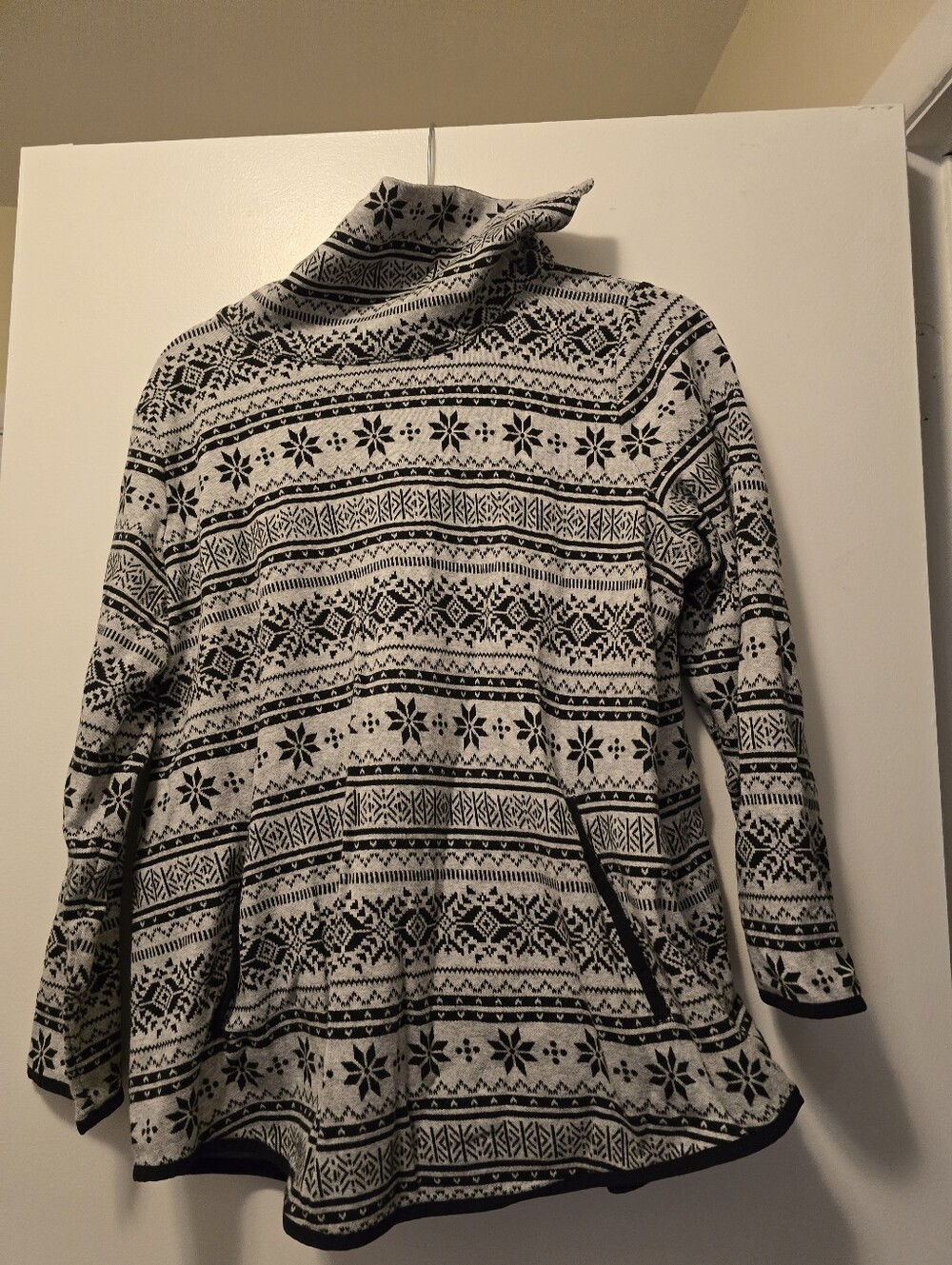 T by Talbots Nordic Fair Isle Split Cowl Neck Pullover Sweatshirt Size XLp - Picture 2 of 3